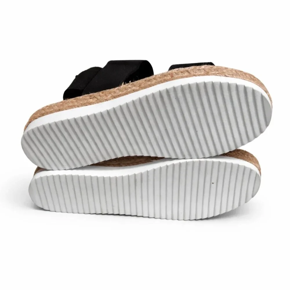 Madden Girl Bree Black Espadrille Platform Sandals | Women's Size 9 M